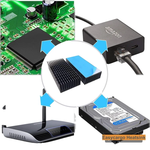 Alt view image 5 of 5 - Easycargo 2pcs 40mm Heatsink Kit 100mmx40mmx20mm + 3M8810 Thermal Conductive Adhesive Tape, Cooling Aluminium Heat Sink
