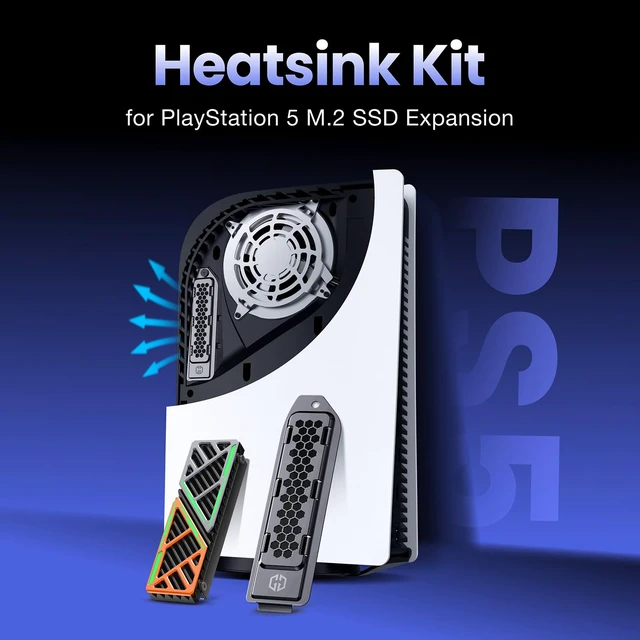 Alt view image 2 of 7 - GRAUGEAR PS5 SSD Heatsink Cover Set, PS5 M.2 Cooling Kit M.2 SSD Heatsink + PS5 SSD Heatsink Cover, PS5 SSD Cooler and Replacement, Dust Proof Cover, High-Airflow Design (PS5)