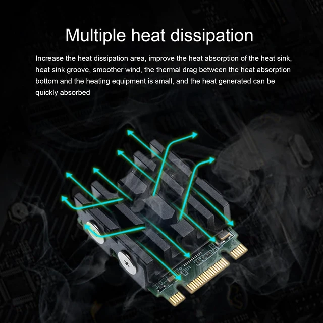 Alt view image 4 of 7 - M.2 2230 SSD Heatsink,PCIE NVME SSD Mg Aluminum Alloy Double Sided Heat Sink Cooler with Thermal Silicone Pad for Computer