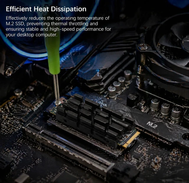 Alt view image 2 of 7 - M.2 2230 SSD Heat Sink Cooler, Double Sided Heat Sink with Silicone Pad for Desktops and Laptops, Mg Aluminum Alloy, Black