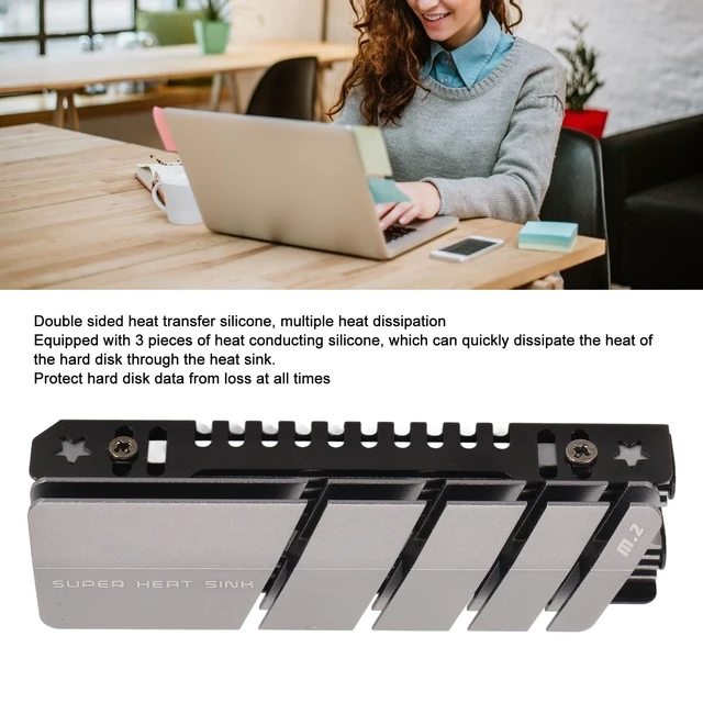 Alt view image 3 of 7 - M.2 NVMe SSD Heatsink, Aluminum Alloy Double-Sided Cooler with Silicone Thermal Pad for M.2 2280 SSD
