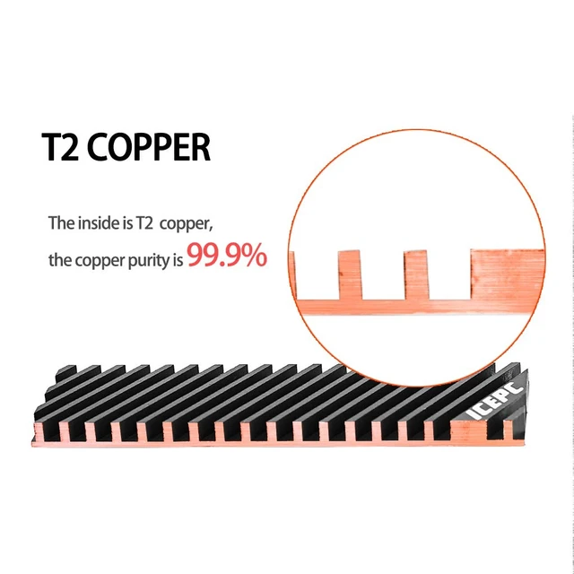 Alt view image 4 of 7 - icepc M.2 Heatsink for PS5 PCI-E NVME 2280 SSD Graphene Coating Copper Heat Sink, High Performance SSD Radiator with Thermal Conductive Adhesive for Laptop PC 2280 NGFF Cooler(70x20x4.0mm)