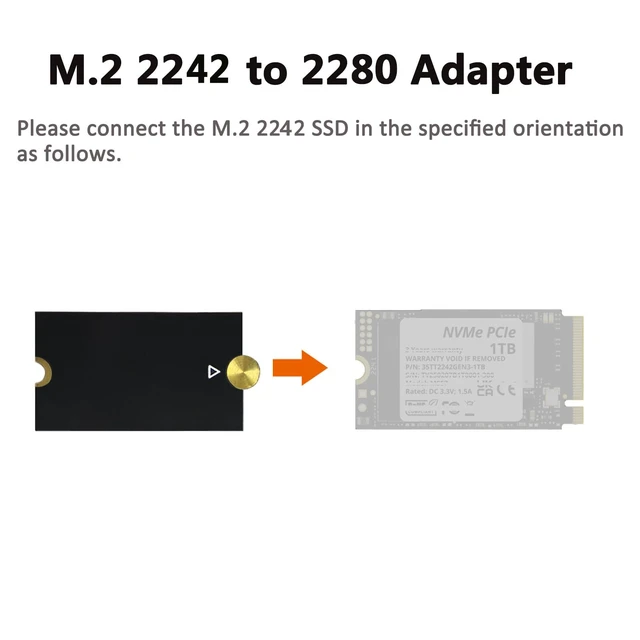 Alt view image 3 of 7 - ORTREE M.2 2242 to 2280 SSD Expansion Adapter with Copper Heatsink Kit | Converts 2242 NVMe SSD to 2280 Size. Pure Copper Heatsink + Thermal Pad for Cool Stable Run. Fits Laptops Desktops PS5 Pi 5