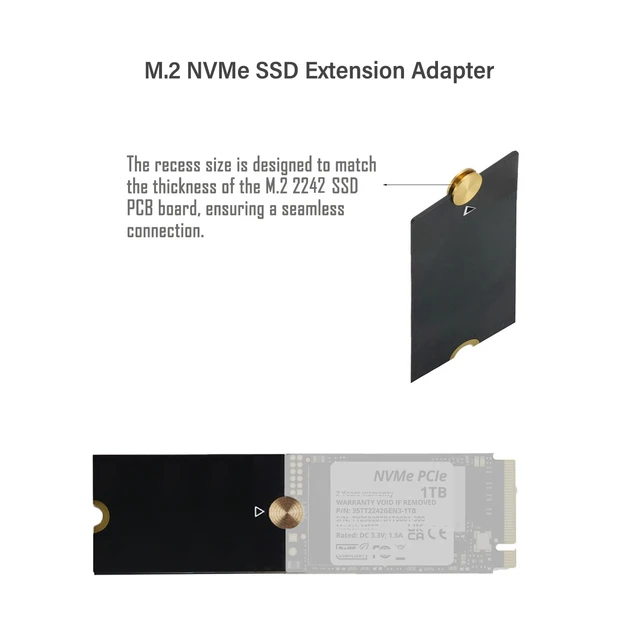 Alt view image 5 of 7 - ORTREE M.2 2242 to 2280 SSD Expansion Adapter with Copper Heatsink Kit | Converts 2242 NVMe SSD to 2280 Size. Pure Copper Heatsink + Thermal Pad for Cool Stable Run. Fits Laptops Desktops PS5 Pi 5