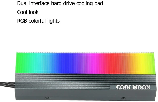 Alt view image 4 of 7 - Diyeeni M.2 SSD Heatsink Heat Sink, Aluminum Heat Sink Cooler Fin Cooling for 2280 M.2 SSD, 5V 3 Pin Radiator Heatsink with Interface Thermal Pad, RGB Lights
