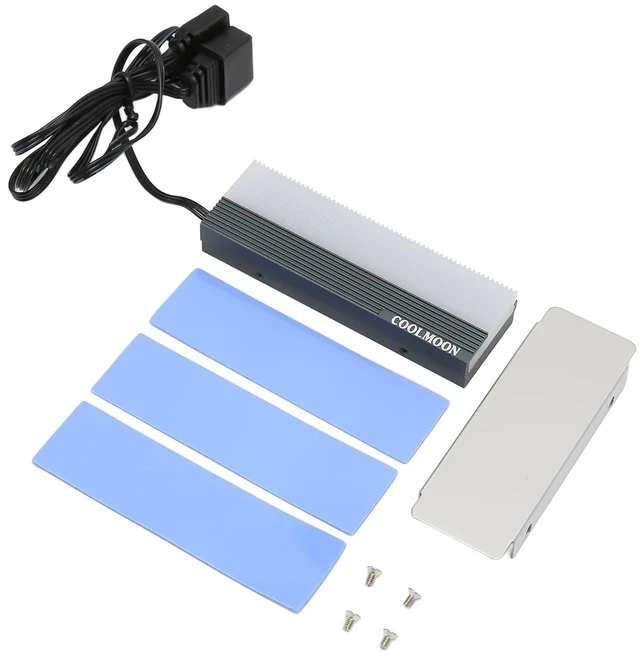 Alt view image 5 of 7 - Diyeeni M.2 SSD Heatsink Heat Sink, Aluminum Heat Sink Cooler Fin Cooling for 2280 M.2 SSD, 5V 3 Pin Radiator Heatsink with Interface Thermal Pad, RGB Lights