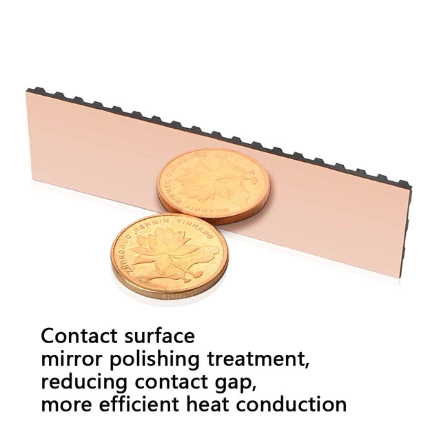 Alt view image 2 of 7 - icepc M.2 Heatsink for PS5 2280 SSD Pure Copper Heatsink Kit Cooler Heat Sink with Silicone Based Thermal Pad for Cooling M.2 NVME SSD (70x20x4mm)