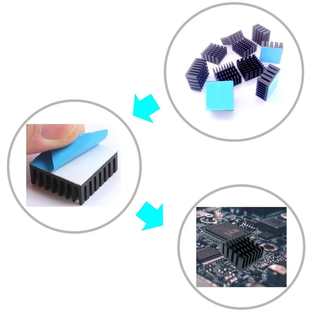 Alt view image 7 of 7 - Easycargo 10pcs 22mm Heatsink Kit 22x22x10mm + 3M8810 Thermal Conductive Adhesive Tape, Cooler Heat Sink for Cooling Raspberry Pi SSD PS5 M.2 SSD NVMe 2280 GPU IC Chips VRAM VGA RAM (22mmx22mmx10mm)