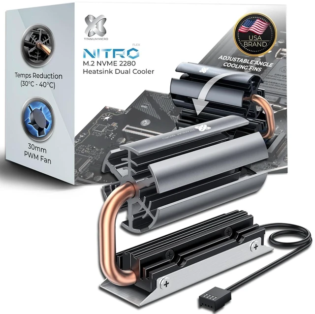Main image of NITROFLEX Heatsink M.2 NVMe 2280 Cooler Heatsink PWM Fan for Desktop PC