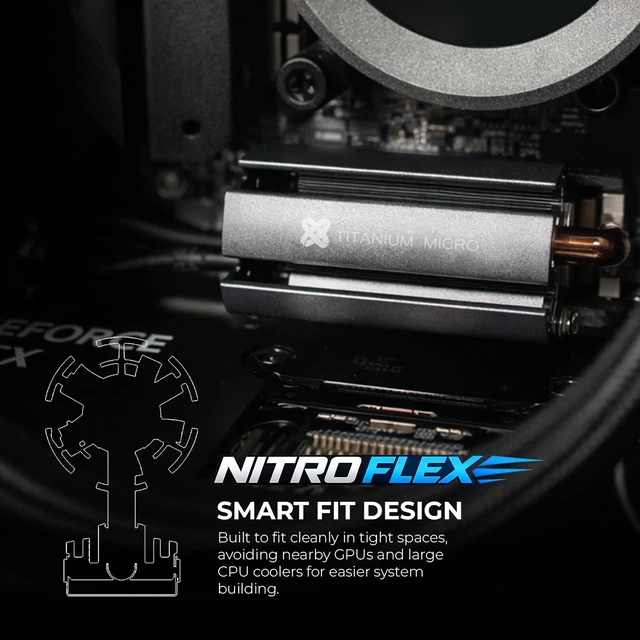 Alt view image 2 of 7 - NITROFLEX Heatsink M.2 NVMe 2280 Cooler Heatsink PWM Fan for Desktop PC