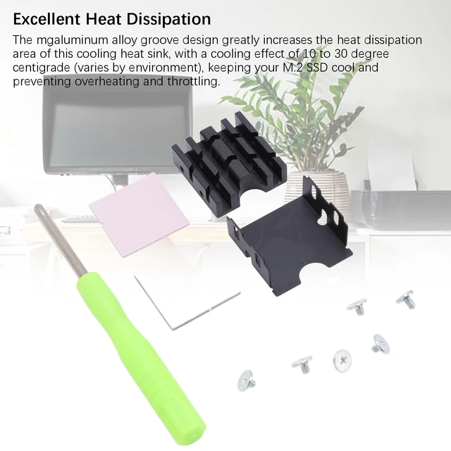 Alt view image 6 of 7 - M.2 2230 SSD Heatsink Cooler, Aluminum Alloy Double Sided Heat Sink with Thermal Silicone Pad, Compatible with M.2 SSD for Laptop