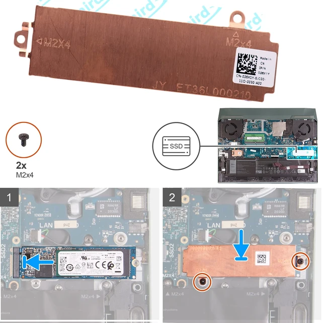 Alt view image 5 of 7 - Deal4GO M.2 2280 SSD Heatsink Thermal Shield 26X1Y 026X1Y w/Support Bracket X8MY9 0X8MY9 for Dell G15 5510 5511 5515 5520 5521 5525