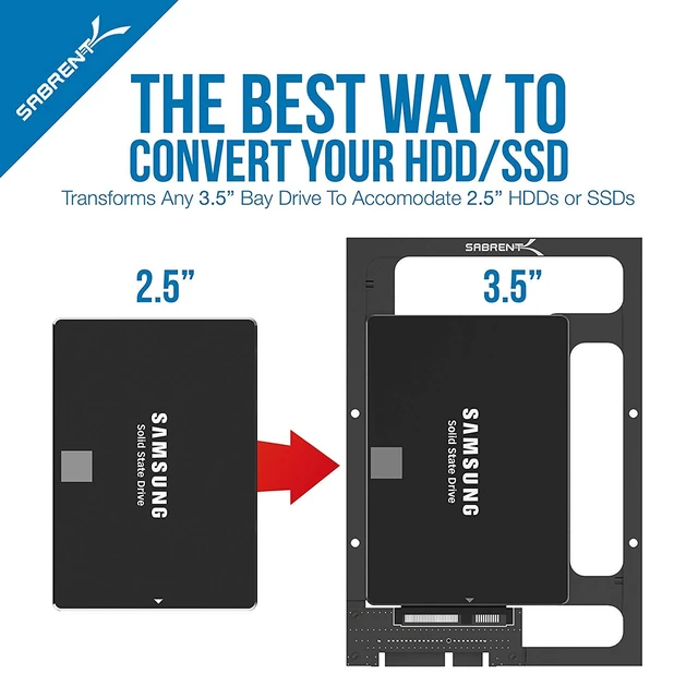 Alt view image 7 of 7 - SABRENT 2.5in SSD/HDD to 3.5in Bay Adapter Kit (BK-PCBS) | Mounts a 2.5" SSD or SATA HDD into a desktop 3.5" bay; adapter bracket; screws included