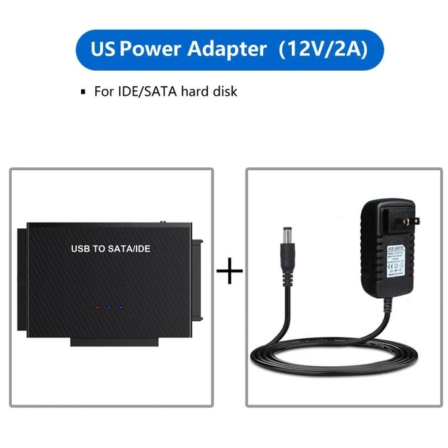 Alt view image 7 of 7 - Hard Drive Reader USB 3.0 to SATA IDE Adapter, IDE SATA to USB + Type C External Hard Drive Adapter Data Recovery Converter Kit for Universal 2.5 3.5 HDD SSD Drive Disk, with 12V/2A Power Adapter