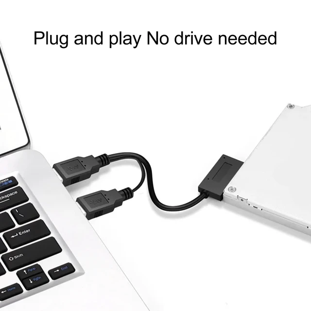 Alt view image 4 of 7 - Gugxiom USB 3.0 to 7+6 13 Pin Slimline SATA Adapter Cable, USB 2.0 to SATA Cable, Hot, for Laptop CD DVD ROM Optical Drive