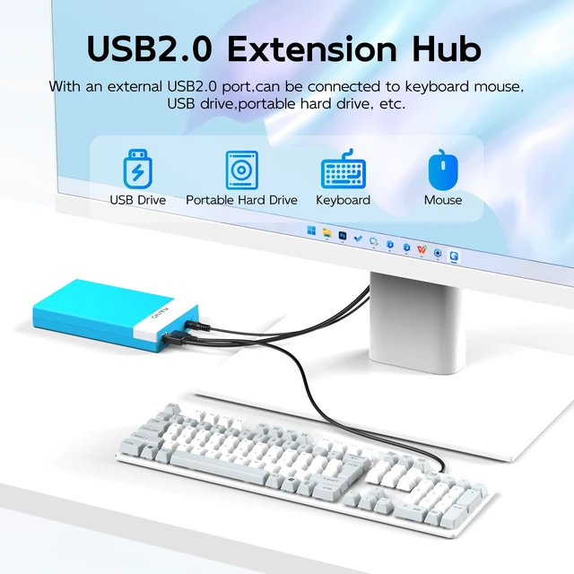 Alt view image 4 of 7 - MAIWO 2.5''/3.5'' Hard Drive Enclosure for SATA HDD/SSD with USB 3.0 USB2.0 | Hard Drive Reader,HDD Enclosure,1x USB 3.0 1x USB2.0 Hub & 12V/2A Power Supply,UASP Supported,Tool-Free