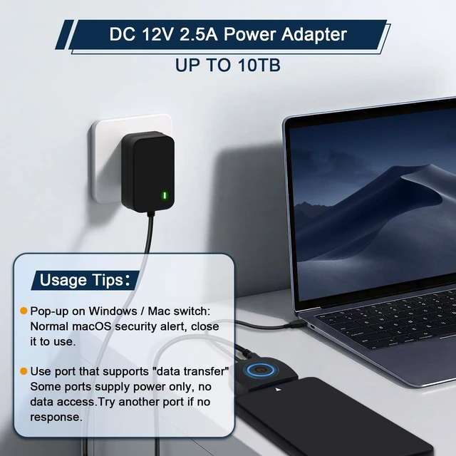 Alt view image 3 of 7 - COMeap SATA to USB 3.0 Adapter for 3.5 2.5 Inch SSD/HDD Hard Drive Reader, External Converter Cable for HDD/SSD Data Transfer with 12V DC Power Adapter Support 5Gbps