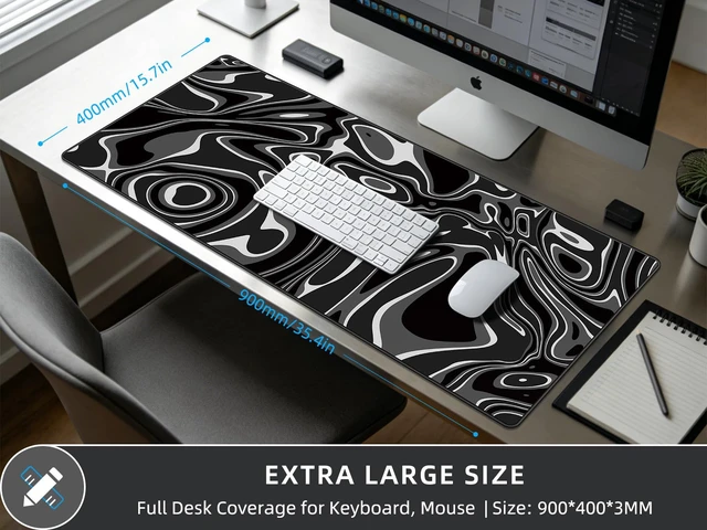 Alt view image 5 of 7 - Lanzethix XXL Gaming Mouse Pad, Large Desk Mat 35.4 × 15.7 Inches | Premium Rubber Base & Low-Friction Smooth Cloth Surface, Splash Resistant, Stitched Edges, Ideal for Gaming, Work & Daily Use