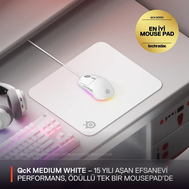Alt view image 2 of 7 - SteelSeries QcK Mouse Pad (Medium) - White - Non-Slip Rubber Base - Best Tracking - Optimized for Gaming Sensors - 320mm x 270mm - FPS, MOBAs, RTS, MMO