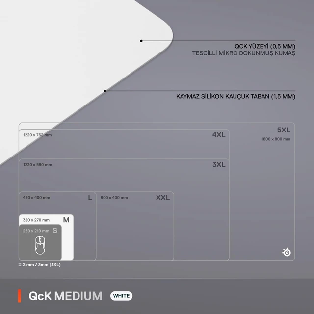 Alt view image 5 of 7 - SteelSeries QcK Mouse Pad (Medium) - White - Non-Slip Rubber Base - Best Tracking - Optimized for Gaming Sensors - 320mm x 270mm - FPS, MOBAs, RTS, MMO