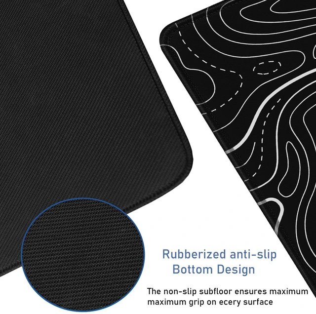 Alt view image 3 of 7 - Large Gaming Mouse Pad with Stitched Edges Waterproof 31.5X15.7In | Mousepad with Non-Slip Natural Rubber Base,Computer Keyboard Mat for Esports Pros, Gamer, Desktop, Office, Home, TerrainBlack