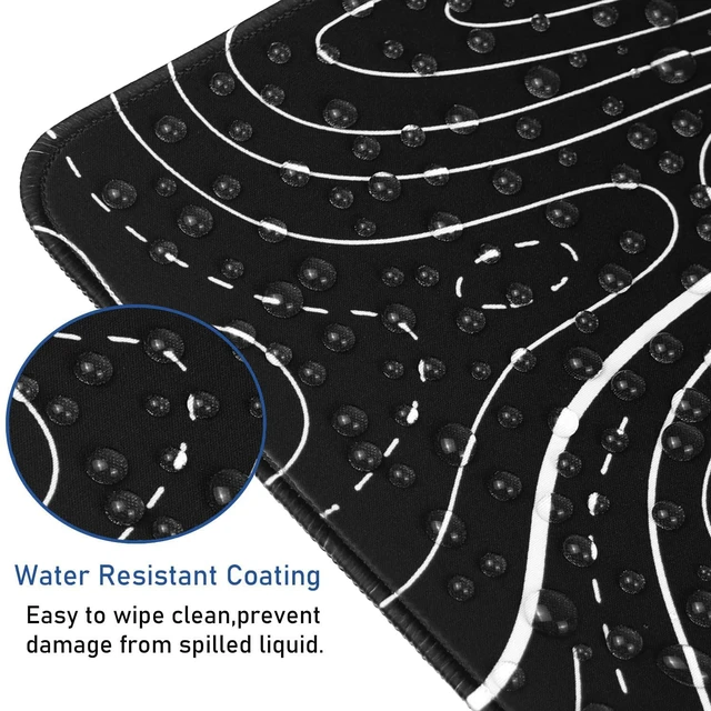 Alt view image 4 of 7 - Large Gaming Mouse Pad with Stitched Edges Waterproof 31.5X15.7In | Mousepad with Non-Slip Natural Rubber Base,Computer Keyboard Mat for Esports Pros, Gamer, Desktop, Office, Home, TerrainBlack