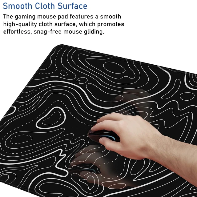 Alt view image 5 of 7 - Large Gaming Mouse Pad with Stitched Edges Waterproof 31.5X15.7In | Mousepad with Non-Slip Natural Rubber Base,Computer Keyboard Mat for Esports Pros, Gamer, Desktop, Office, Home, TerrainBlack