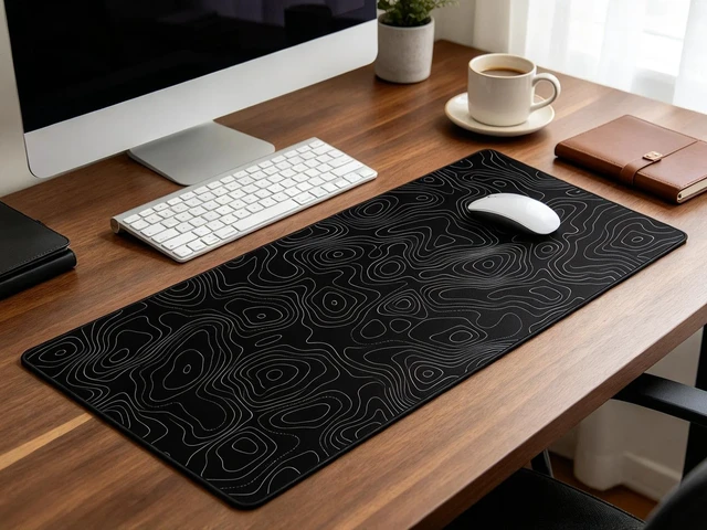 Alt view image 7 of 7 - Rinaze Extra Large Gaming Mouse Pad with Black Topographic, XXL Mousepad, Big Mouse Mat Desk Pad, Non Slip Keyboard Pad for Gaming Computer Laptop PC Office Desk Accessories