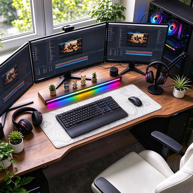 Alt view image 6 of 7 - Large Mouse Pad, Water Resist Extra Gaming Large Mousepad with Stitched Edges, 31.5" x 15.7" Non-Slip Rubber Base Office Big Long Keyboard Pad for Office Gamer Home XXL, White