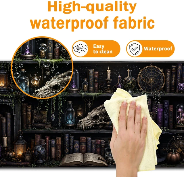 Alt view image 4 of 7 - Magic Library Mouse Pad, XL 31.5"x11.8" Big Gaming Mousepad, Enchanted Bookshelf Large Extended Keyboard Desk Mat, Waterproof Non-Slip Rubber Base with Stitched Edges for Gaming Office Home Decor