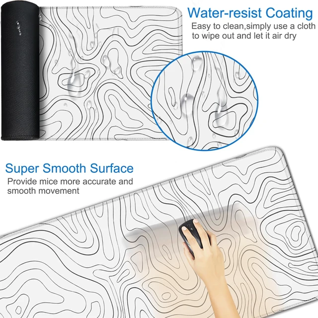 Alt view image 3 of 7 - Extended Mouse Pad, 31.5x15.7 inch Large Gaming Computer Keyboard Mouse Mat, Water Resist Non-Slip Mousepad Rubber Base Long XXL Desk Mouse Pad for Work & Gaming, Office & Home, White Black Lines