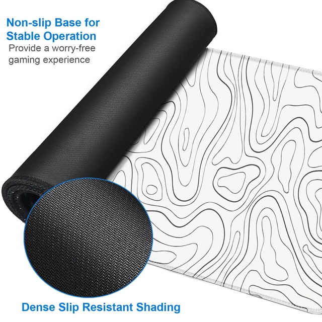 Alt view image 4 of 7 - Extended Mouse Pad, 31.5x15.7 inch Large Gaming Computer Keyboard Mouse Mat, Water Resist Non-Slip Mousepad Rubber Base Long XXL Desk Mouse Pad for Work & Gaming, Office & Home, White Black Lines