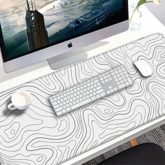 Alt view image 7 of 7 - Extended Mouse Pad, 31.5x15.7 inch Large Gaming Computer Keyboard Mouse Mat, Water Resist Non-Slip Mousepad Rubber Base Long XXL Desk Mouse Pad for Work & Gaming, Office & Home, White Black Lines