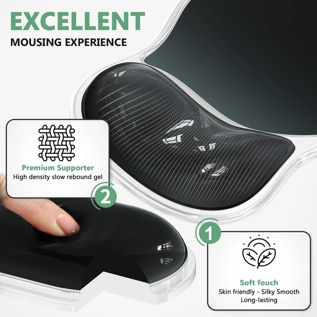 Alt view image 3 of 7 - AKIT Ergonomic Mouse Pad with Wrist Rest&Keyboard Wrist Rest Set,Gel,Black | Wrist Support for Computer Keyboard, Non-Slip PU Base, Pain Relief, Typing Comfort, Mousepad for Gaming, Office, Home