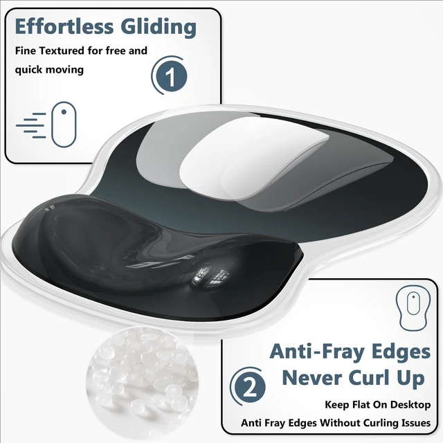 Alt view image 5 of 7 - AKIT Ergonomic Mouse Pad with Wrist Rest&Keyboard Wrist Rest Set,Gel,Black | Wrist Support for Computer Keyboard, Non-Slip PU Base, Pain Relief, Typing Comfort, Mousepad for Gaming, Office, Home