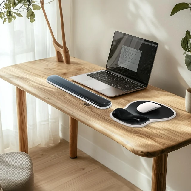 Alt view image 7 of 7 - AKIT Ergonomic Mouse Pad with Wrist Rest&Keyboard Wrist Rest Set,Gel,Black | Wrist Support for Computer Keyboard, Non-Slip PU Base, Pain Relief, Typing Comfort, Mousepad for Gaming, Office, Home