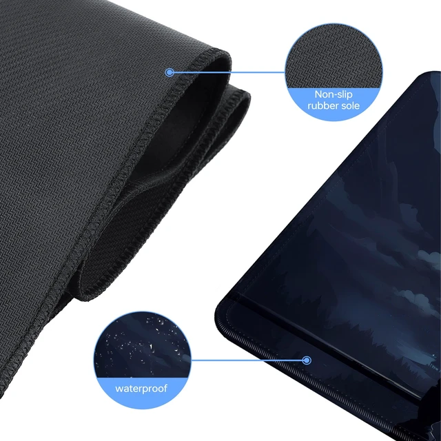 Alt view image 5 of 7 - Moon Cat Large Gaming Mouse Pad,Black XL Mouse Pad Gaming 31.5 x 11.8 in Mouse Mat Desk Pad,Large Desk Mat,Extended Keyboard Pad Mousepad with Non-Slip Base and Stitched Edge for Office Home Gaming