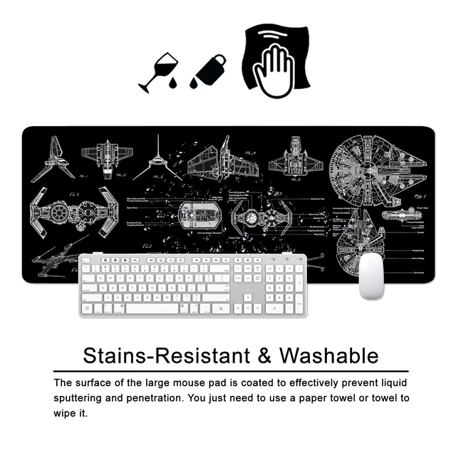 Alt view image 3 of 6 - Black Gaming Mouse Pad Large Mouse Pad XL Desk Mat 31.5x11.8x0.12 inch Large Desk Pad Design Keyboard Pad (Design -5)