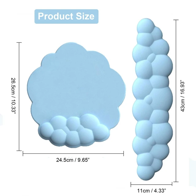 Alt view image 4 of 7 - Cloud Keyboard Wrist Rest and Mouse Pad with Wrist Rest with Coaster Set Ergonomic Cute Hand Rest Support Soft Memory Foam Non-Slip Kawaii Cushion Desk Mat for Home Office/Computer/Laptop Pain Relief