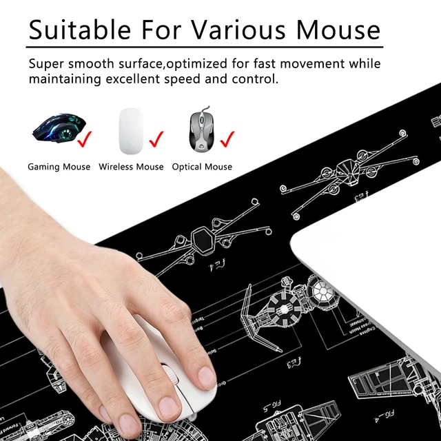 Alt view image 2 of 6 - Black Gaming Mouse Pad Large Mouse Pad XL Desk Mat 31.5x11.8x0.12 inch Large Desk Pad Design Keyboard Pad (Design -5)