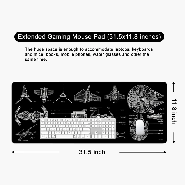 Alt view image 5 of 6 - Black Gaming Mouse Pad Large Mouse Pad XL Desk Mat 31.5x11.8x0.12 inch Large Desk Pad Design Keyboard Pad (Design -5)