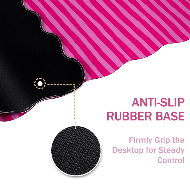 Alt view image 3 of 7 - L-SPOUTTO Hot Pink Striped Mouse Pad,Scalloped Desk Mat XXL Large Geometric Gaming Mousepad,35.4x15.7in Non-Slip Rubber Base Keyboard Pad Waterproof Desktop Mat for Laptop Computer Game Home Office