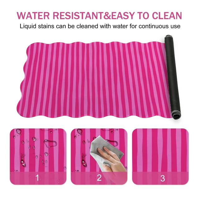 Alt view image 7 of 7 - L-SPOUTTO Hot Pink Striped Mouse Pad,Scalloped Desk Mat XXL Large Geometric Gaming Mousepad,35.4x15.7in Non-Slip Rubber Base Keyboard Pad Waterproof Desktop Mat for Laptop Computer Game Home Office
