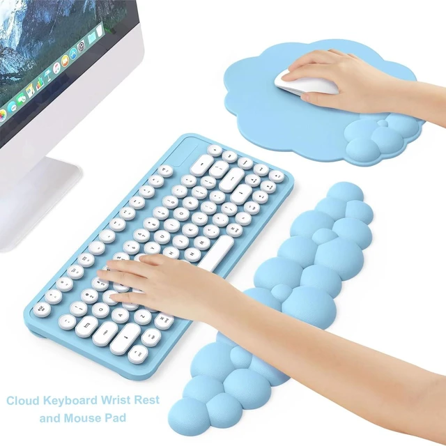 Alt view image 5 of 7 - Cloud Keyboard Wrist Rest and Mouse Pad with Wrist Rest with Coaster Set Ergonomic Cute Hand Rest Support Soft Memory Foam Non-Slip Kawaii Cushion Desk Mat for Home Office/Computer/Laptop Pain Relief