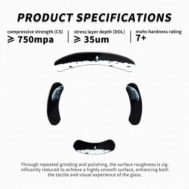 Alt view image 5 of 6 - immoenuc Glass Mouse Skates for Logitech G PRO Wireless & G PRO 2 Lightspeed, Tempered Glass Mouse Feet Pads with 2.5D Curved Design, Smooth Durable Gaming Mouse Accessories