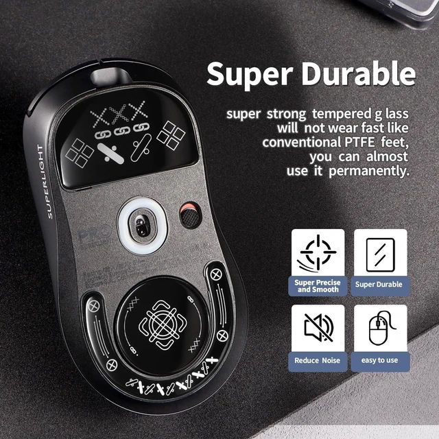 Alt view image 3 of 6 - immoenuc Glass Mouse Skates for 2024 Logitech G PRO X Superlight 2 DEX Lightspeed Wireless Gaming Mouse Feet Pads Smooth Durable Game Mouse Accessories (Printing Pattern)