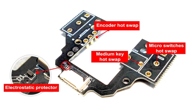 Alt view image 3 of 7 - Hokeyio Hot-Swap Micro Switch PCB Kit for Logitech G Pro X Superlight 2 (GPX2SE &GPX2C & GPX2DEX & GPX2) Mice ENIG Gold Pads, 6-Claw Clamps | Fix Double-Click & Customize Clicks