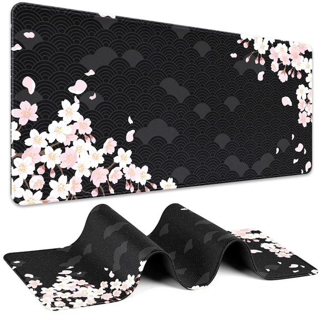 Main image of Gaming Mouse Pad For Office Decor, 31.5 X 11.8 In, Non-slip, Cherry Blssom | Waterproof Large Desk Mat With Stitched Edges, Smooth Desk Matt For Desktop, Office Work , Gaming And Home Desk