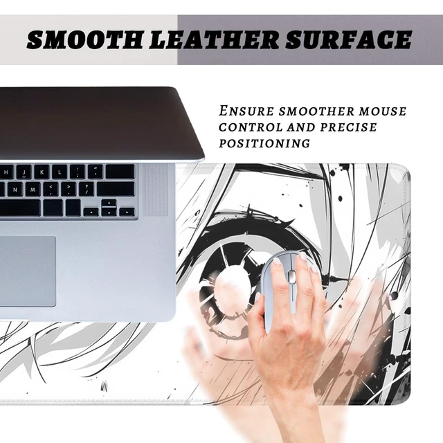 Alt view image 3 of 7 - Anime Mouse Pad Black White Manga Cute Girl Eye Large Desk Mat Extended Large Laptop Keyboard Non-Slip Rubber Base with Stitched Edges for Home 31.5 x 11.8 Mouse Pads for Desk Home Office Gaming