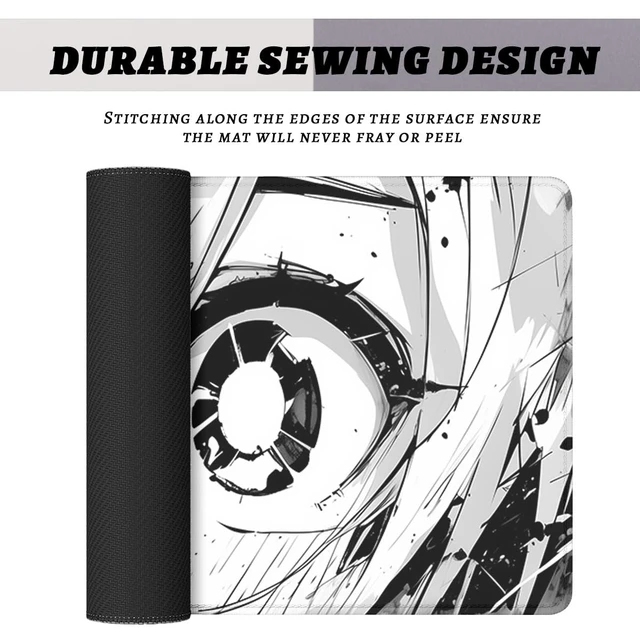Alt view image 4 of 7 - Anime Mouse Pad Black White Manga Cute Girl Eye Large Desk Mat Extended Large Laptop Keyboard Non-Slip Rubber Base with Stitched Edges for Home 31.5 x 11.8 Mouse Pads for Desk Home Office Gaming